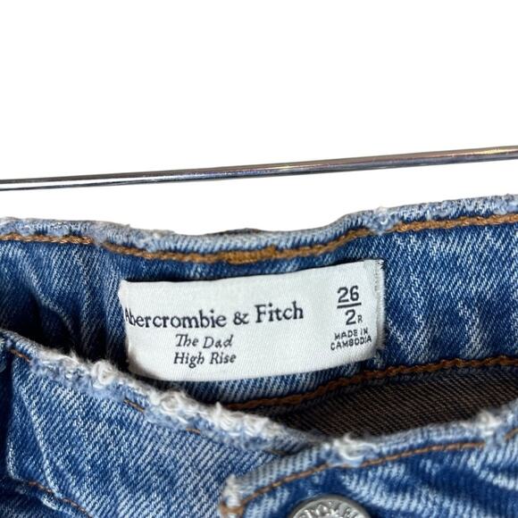 Abercrombie & Fitch The Dad High Rise Straight Leg Jeans Size 26 2 Medium Wash - Picture 5 of 8